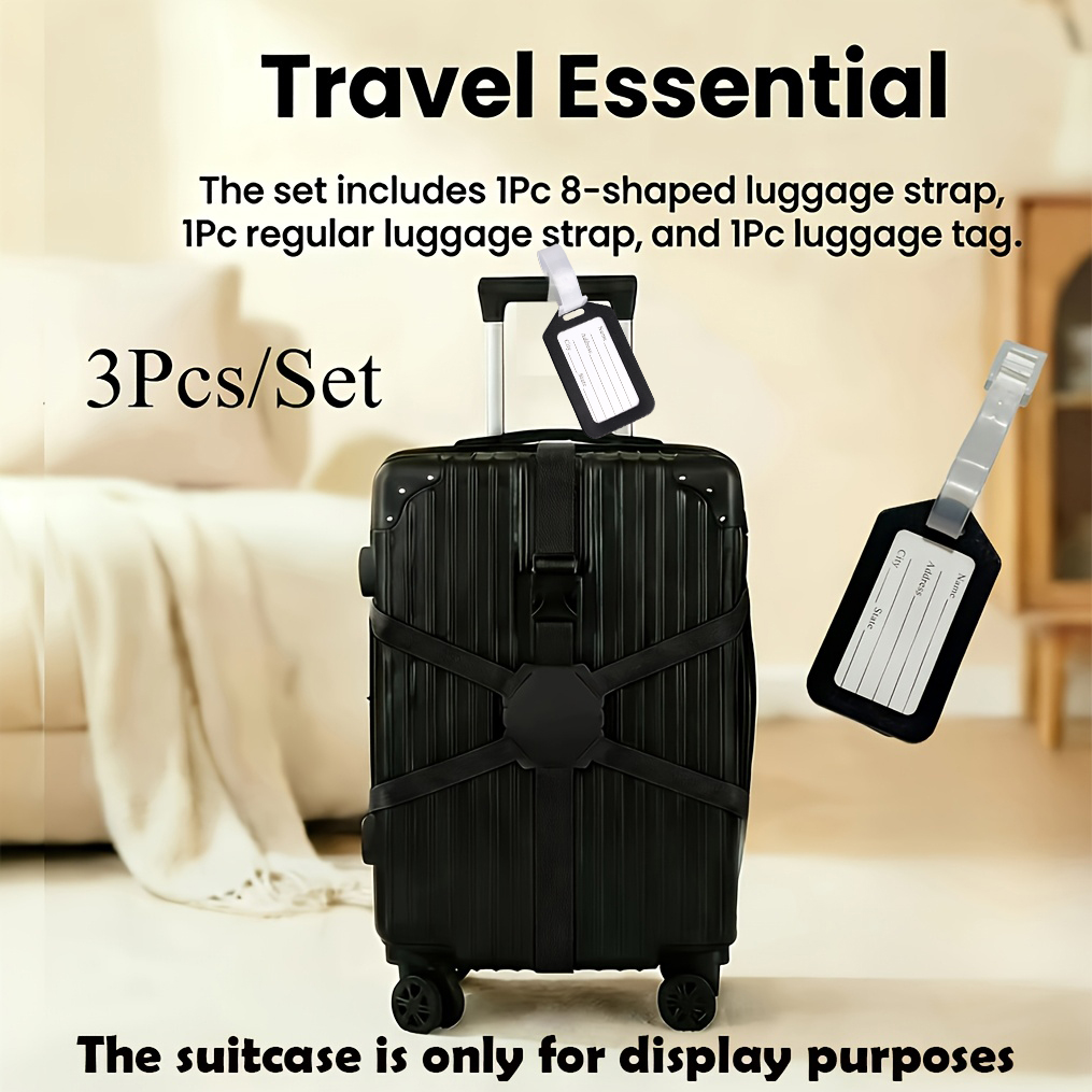 Travel Accessories Designer - طقم من 3 قطع (حزامان للأمتعة