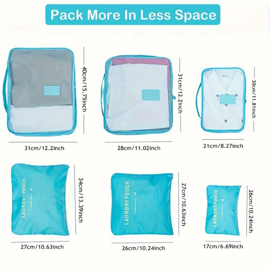 6 قطعة أكياس تخزين منظم السفر  - مراجعة Travel Accessories Bag For Women وسعره